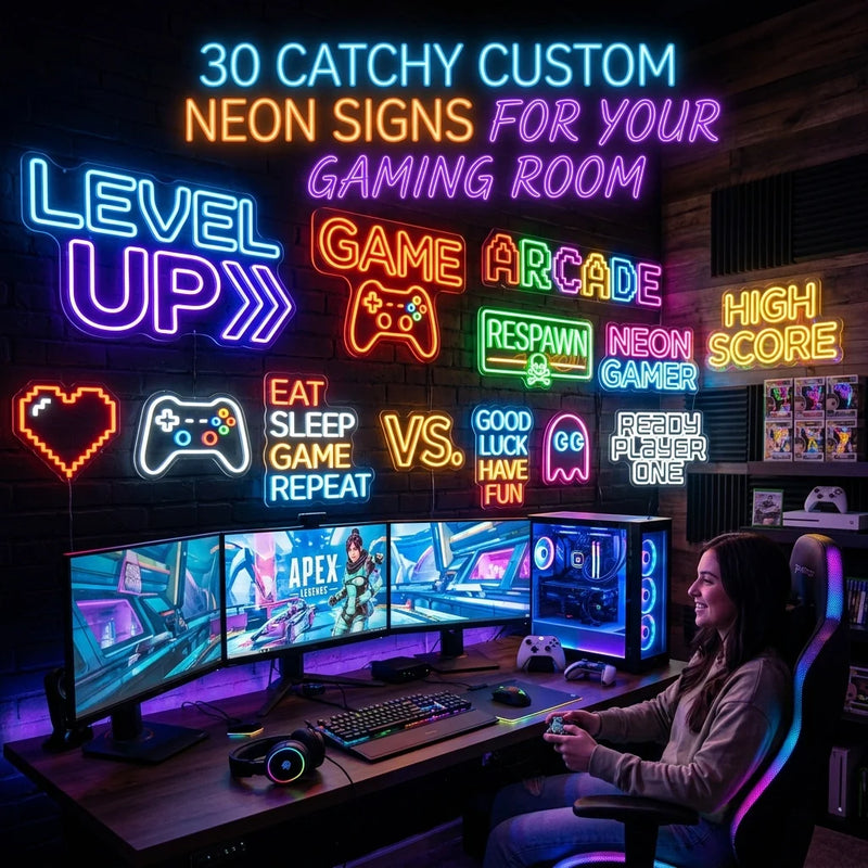 30 Catchy Custom Neon Signs for Your Gaming Room - Ztylist