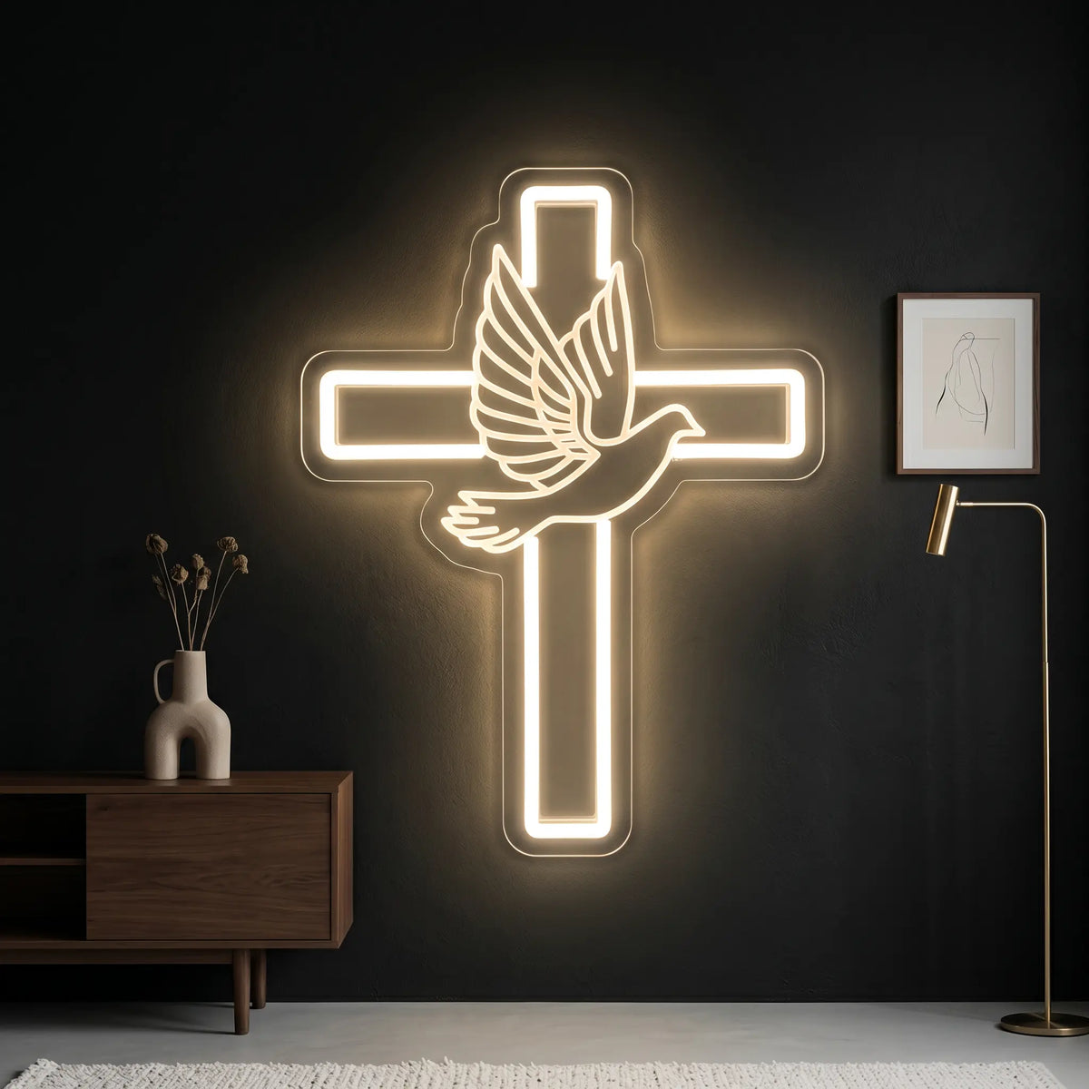 Christian Cross & Peace Dove LED Neon Sign - Ztylist