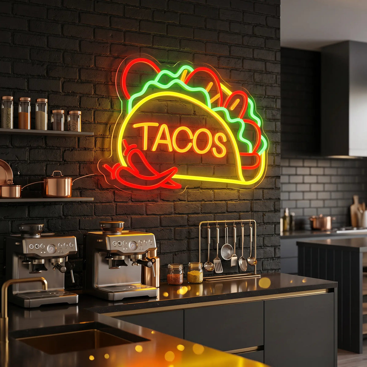 Spicy Tacos Neon Sign | Taco LED Light for Kitchen & Restaurants | - Ztylist