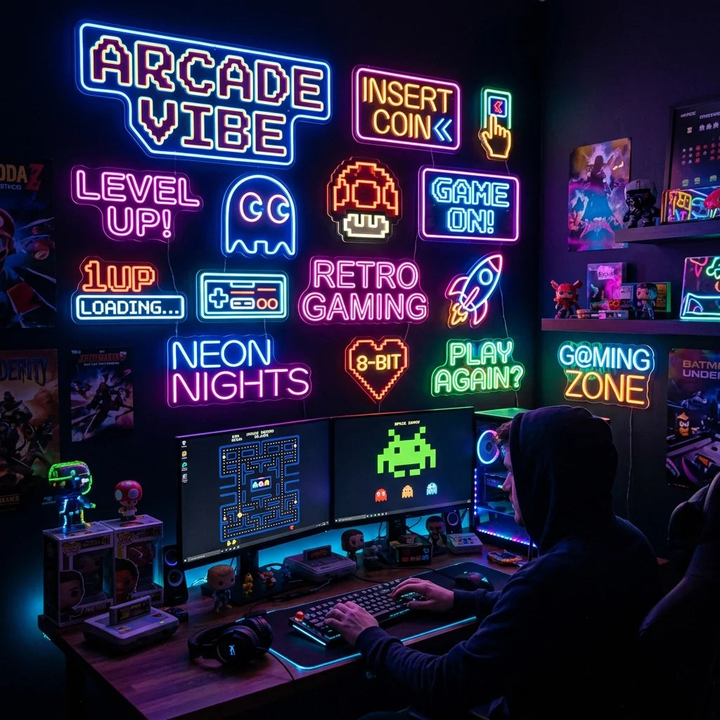 15 Custom Neon Signs for Gaming Room Setups to Recreate That Classic Arcade Vibe - Ztylist
