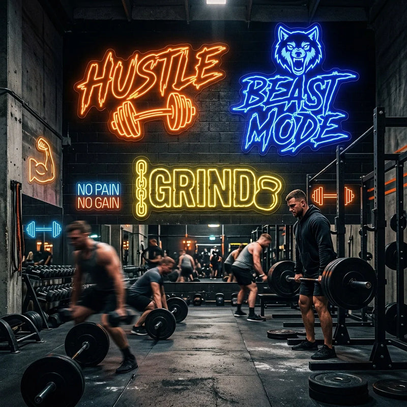 Hustle, Beast Mode, and Grind: 15 Neon Signs for Gym Motivation to Fuel Your Gains - Ztylist