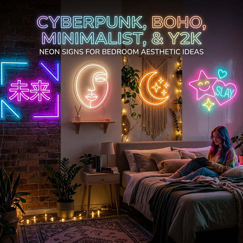 Cyberpunk, Boho, Minimalist, and Y2K Neon Signs for Bedroom Aesthetic Ideas - Ztylist