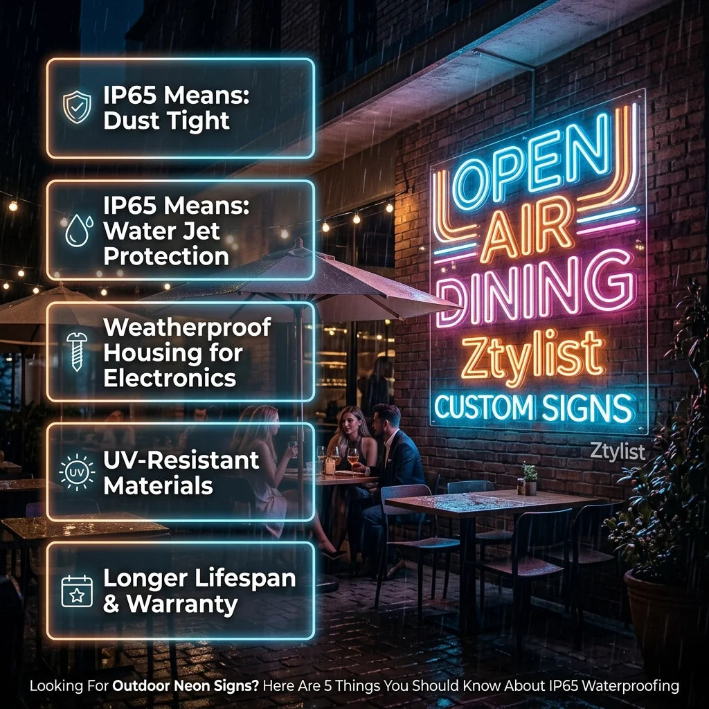 Looking For Outdoor Neon Signs? Here Are 5 Things You Should Know About IP65 Waterproofing - Ztylist