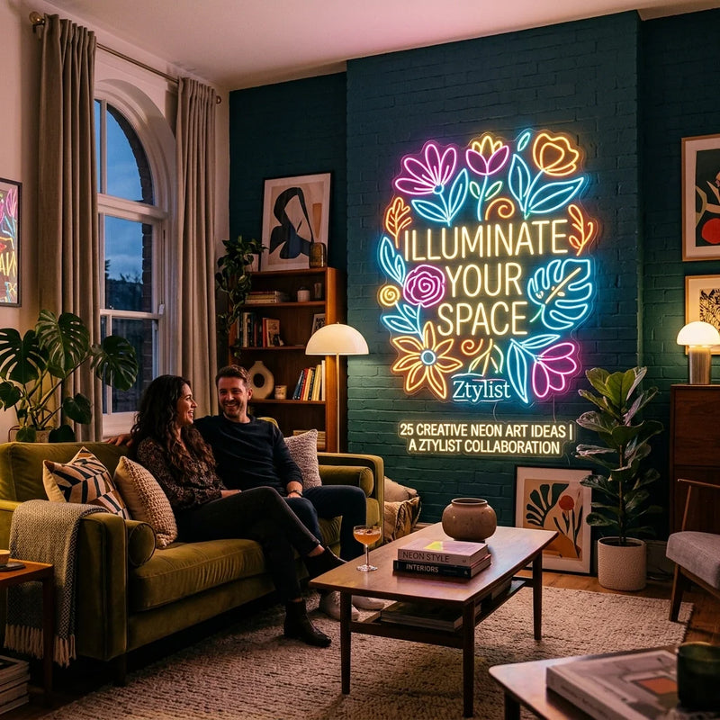 25 Creative Neon Wall Art Ideas for Your Living Room (That Look Like a Designer Collaboration) - Ztylist