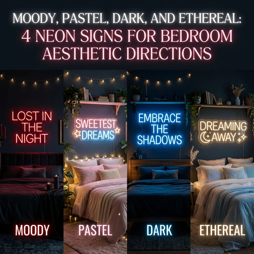 Moody, Pastel, Dark, and Ethereal: 4 Neon Signs for Bedroom Aesthetic Directions - Ztylist