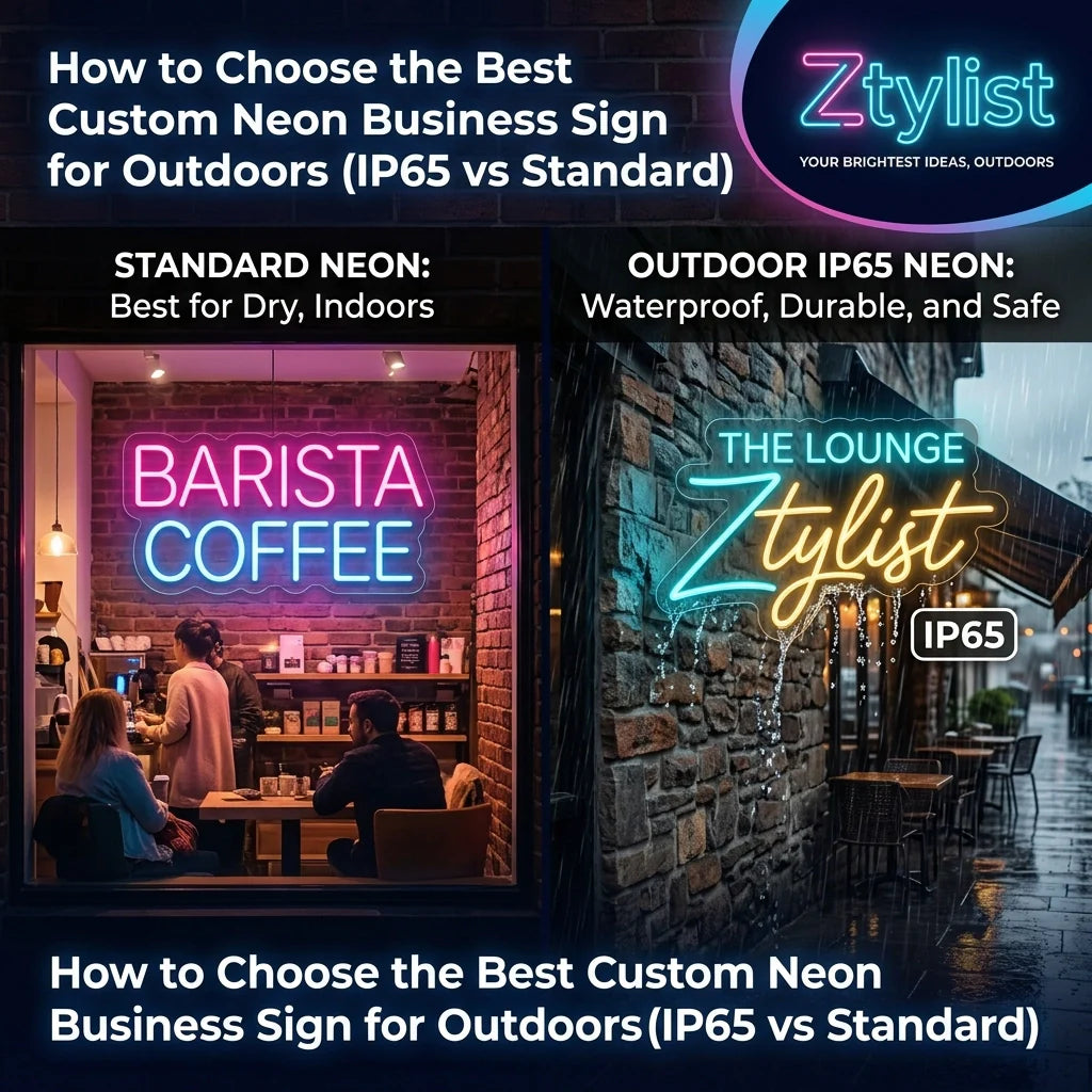 How to Choose the Best Custom Neon Business Sign for Outdoors (IP65 vs Standard) - Ztylist