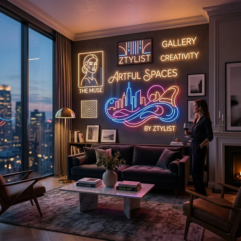 The Ultimate Guide to Neon Wall Art: Transforming Your Living Room into a High-End Gallery - Ztylist