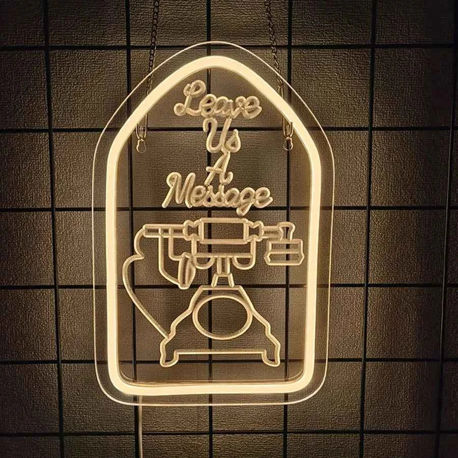 Leave a Message Neon Sign for Wall Decor,Neon Guestbook Sign for Wedding Shop Business Desk Decor Reception Welcome Led Sign
