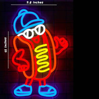 Hot Dog Neon Sign Dimmable Funny Neon Light Hot Dog Party Themed Light Decor for Restaurants Bars Game Rooms Gifts Fast Food