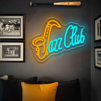 Jazz Club LED Neon Sign Saxophone Neon Light USB Powered Dimmable for Bedroom Music Room Music Studio Bar Wall Art Decor Gift