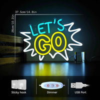 Let’s Go Neon Sign Dimmable LED Neon Light for Home Bedroom Bar Club Gym Bachelorette Party Wedding Wall Art Decor Gift