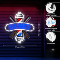 Barber Shop Neon Sign Dimmable LED Neon Light USB for Barbershop Salon Wall Decor Hair Cutting Business Sign Man Cave wall Decor
