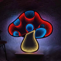 Mushroom Tunnel Mirror Light LED Neon Wall Decor with Push Button Control Red for Home Office Salon Bar Cafe Decorative Lighting
