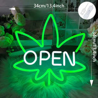 1pc Green Leaf Neon Open Sign - USB Powered, Multi-Color LED Neon Sign for Wall Hanging with Switch, Plastic Material, Wireless