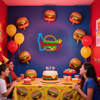 Retro Burger & Fries LED Neon Sign