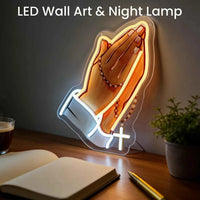 Praying Hands Neon Sign USB Powered LED Neon Light for Bar Church Wedding Prayer Room Bedroom Decoration Gift Art Wall Light