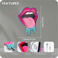 USB Dimmable Lips Neon Sign with Dripping Tongue Artistic LED Wall Light for Bedroom Bar Club Decor Sexy Romantic Lighting Gift