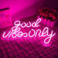 Good Vibes Only Neon Signs for Wall Decor Neon Lights for Living Beer Bar Game Room Hotel Birthday Party Christmas Neon Light