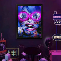 Trendy Girl Wall Painting Art Posters USB Powered LED Neon Light Music Studio Bar Party Gaming Room Bedroom Home Decoration Gift