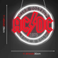 1 AC/DC rock music 1975 neon sign, suitable for home bars, taverns, entertainment rooms, game rooms, and garage walls