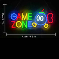 Game Zone Neon Sign Bomb LED Neon Light for Wall Decor USB Dimmable for Gamer Room Kids Bedroom Man Cave Bar Internet Cafe Decor