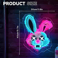Evil Bunny Neon Sign USB Dimmable LED Neon Light Sign for Drink Bar Man Cave Bedroom Hotel Shop Garage GameRoom Party Wall Decor