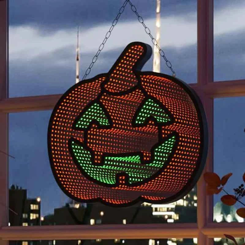 3D Infinite Mirror Light Halloween Pumpkin Neon Sign LED Lighted Halloween Indoor for Kids Party Windows Wall USB Sign