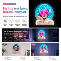 Aesthetic Neon Lights for Room & Wall Decor, Pop Girl WOW Neon Sign, Perfect Graduation & Birthday Gift for Friends, USB Powered
