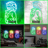 Motorcycle Racer Neon Sign  for Wall Decor,Dimmable Neon lamp,Usb Powered Business Garage Neon Light for Man Cave birthday gifts