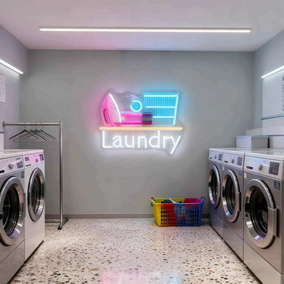 LED Neon Laundry Signs Light Up Laundromat Lights Signs for Laundry Wash Room Shop Store Business Window Wall Art Decor Gifts
