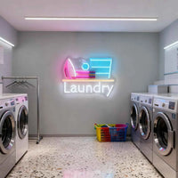 LED Neon Laundry Signs Light Up Laundromat Lights Signs for Laundry Wash Room Shop Store Business Window Wall Art Decor Gifts