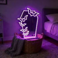 Coffin Bat Mirror LED Neon Sign