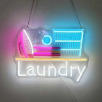LED Neon Laundry Signs Light Up Laundromat Lights Signs for Laundry Wash Room Shop Store Business Window Wall Art Decor Gifts