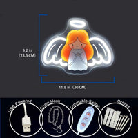 Angel Neon LED Wall Sign, USB Powered, Wall Hanging Decor for Bedroom, Gift & Billboard Light