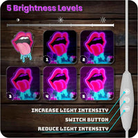 USB Dimmable Lips Neon Sign with Dripping Tongue Artistic LED Wall Light for Bedroom Bar Club Decor Sexy Romantic Lighting Gift