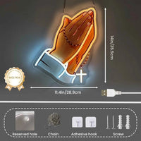 Praying Hands Neon Sign USB Powered LED Neon Light for Bar Church Wedding Prayer Room Bedroom Decoration Gift Art Wall Light