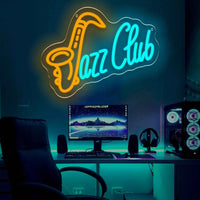 Jazz Club LED Neon Sign Saxophone Neon Light USB Powered Dimmable for Bedroom Music Room Music Studio Bar Wall Art Decor Gift