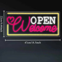 Welcome Open Neon Led Sign for Wall Decor Neon Light Sign USB Dimmable Business for Bar Shop Salon Hotel Restaurant Decor Gift