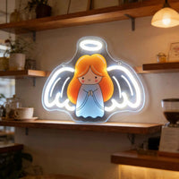 Angel Neon LED Wall Sign, USB Powered, Wall Hanging Decor for Bedroom, Gift & Billboard Light