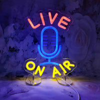 Live on Air Neon Sign LED Neon Light Sign Dimmable for Wall Decor Podcast Live Room Broadcast Room Music Studio Bedroom Decor