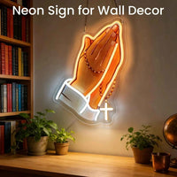 Praying Hands Neon Sign USB Powered LED Neon Light for Bar Church Wedding Prayer Room Bedroom Decoration Gift Art Wall Light