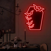 Coffin Bat Mirror LED Neon Sign