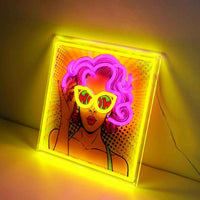 WOW I Will Think of You Quote Retro Pop Art LED Light for Bedroom Living Room Bar Cafe Vibrant Wall Art Romantic Gift