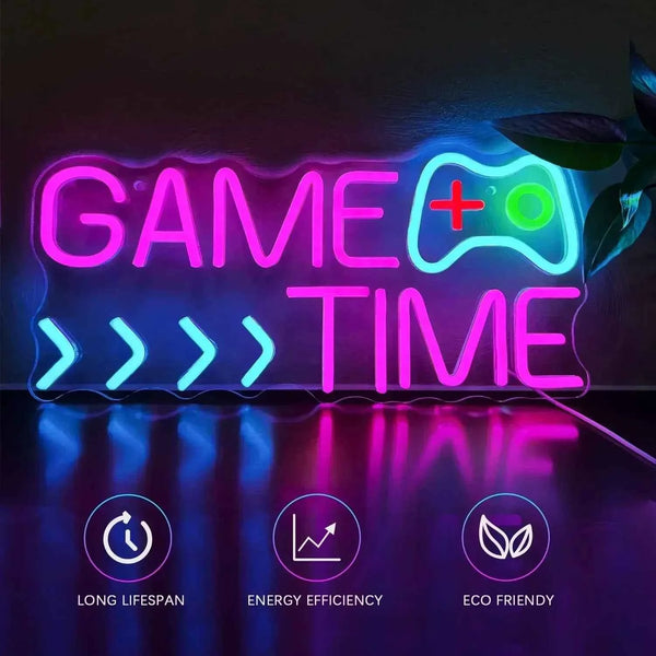 Game Time LED Neon Light Signs Decoration Bedroom Gaming  Room Bar Birthday Party Pub Home Decor Gifts For Cool Young Players