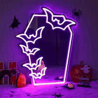 Coffin Bat Mirror LED Neon Sign