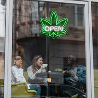 Green Leaf Open LED Neon Sign