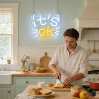 IT S OK Neon Sign for Bedroom Living Room Wall Decor Relaxing Ambiance Night Light Motivational Gift Home Office Reading Decor