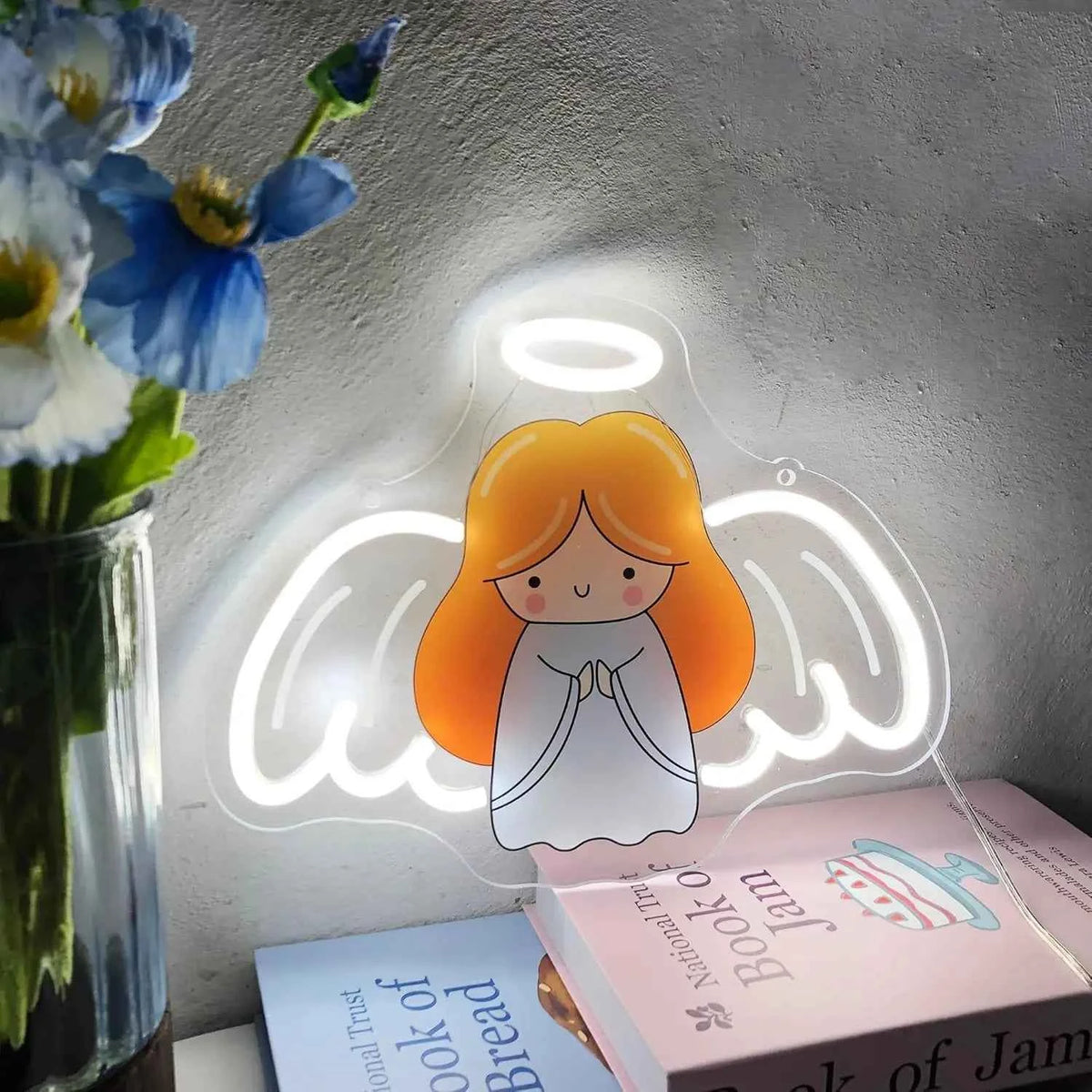 Angel Neon LED Wall Sign, USB Powered, Wall Hanging Decor for Bedroom, Gift & Billboard Light