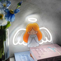 Angel Neon LED Wall Sign, USB Powered, Wall Hanging Decor for Bedroom, Gift & Billboard Light