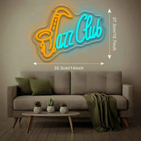 Jazz Club LED Neon Sign Saxophone Neon Light USB Powered Dimmable for Bedroom Music Room Music Studio Bar Wall Art Decor Gift
